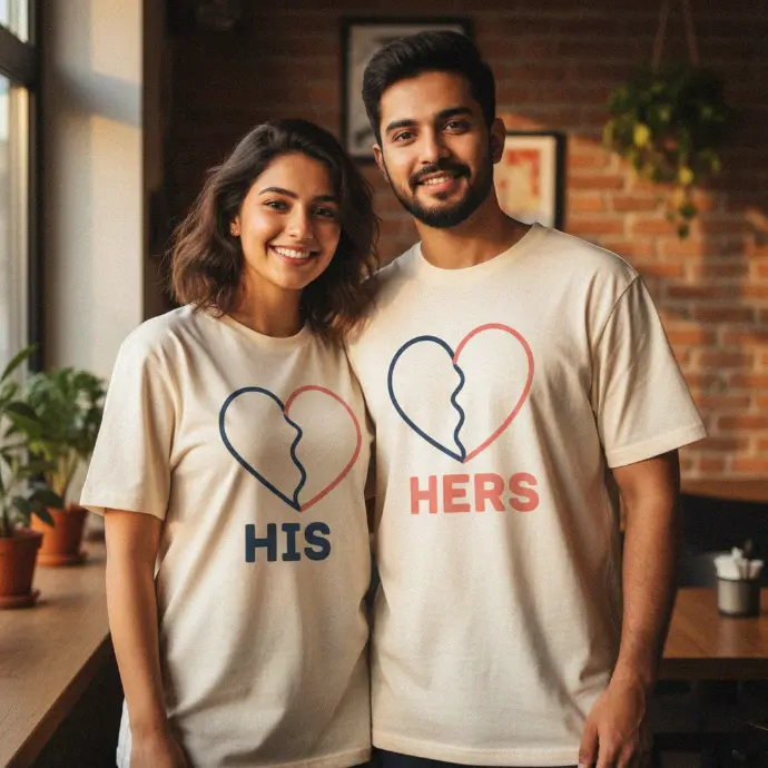 couple wearing custom tshirt design